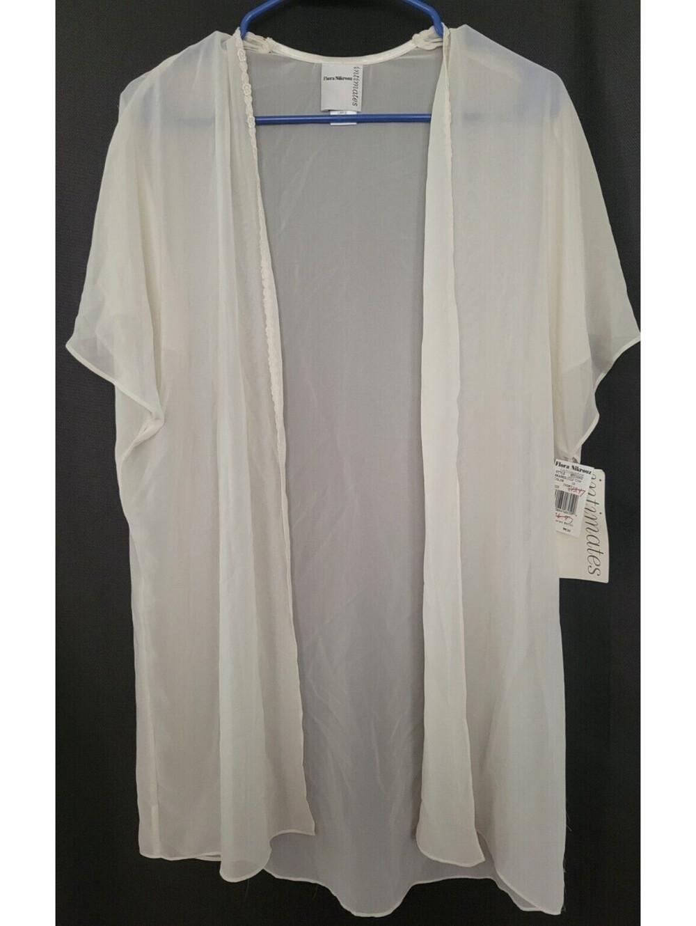 Vintage Intimates Ivory Flora by Flora Nikrooz Stella Satin Venise Trim Robe NWT
